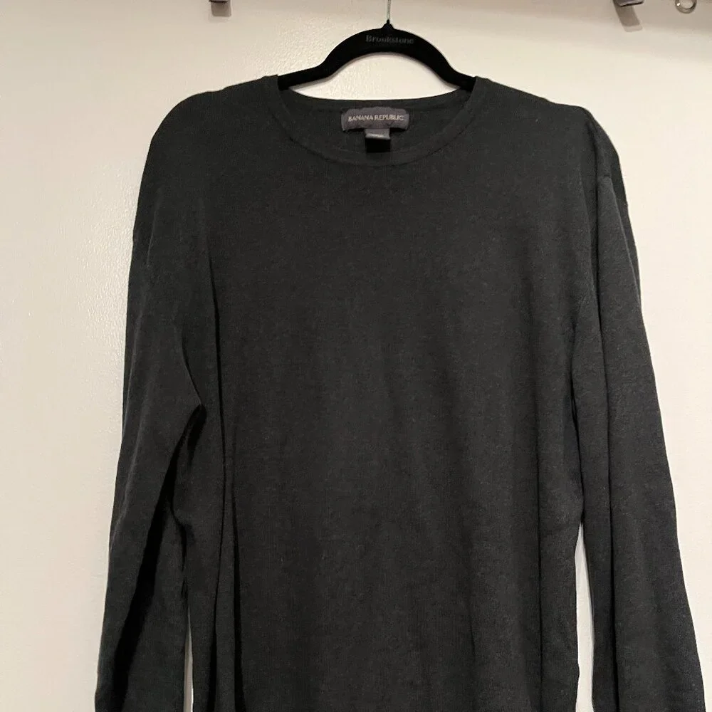 Banana Republic Mens Gray Cotton Long Sleeve Knit‎ Top XL 💗